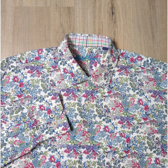 Alan Flusser Size L Shirt Button Down Long Sleeve Colorful Floral Print Designer - Picture 4 of 12